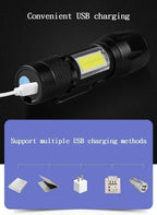 2000LM Ultra Bright P50 LED Flashlight Tactical EDC Emergency Spotlight Telescopic ZoomHandheld Torch  w/ 14500/18650 Battery
