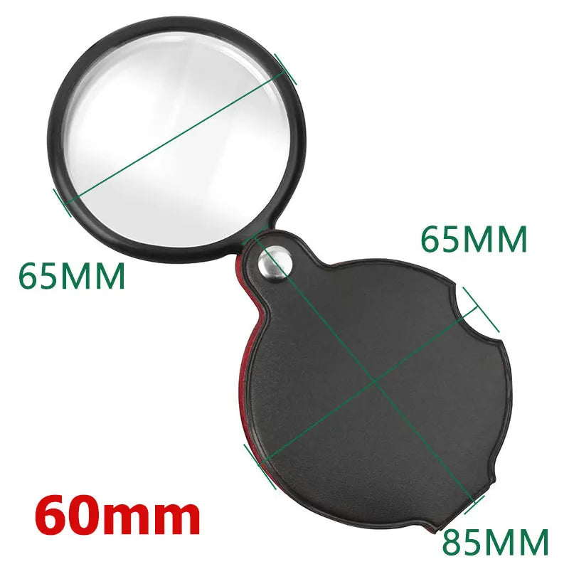 10X Folding Magnifier Portable Handheld Magnifying Glass Lens Mini Pocket Jewelry Reading Loupe Glasses for Elderly 50/60/70mm