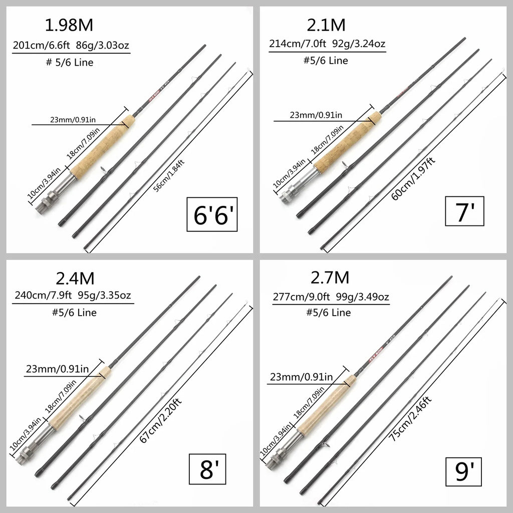 Mavllos Sneak Fishing Fly Rod 6.5ftT 8ft 9ft  Cork Handle Light Lake River 40T Carbon Fiber Fly Rod For Trout and Bass