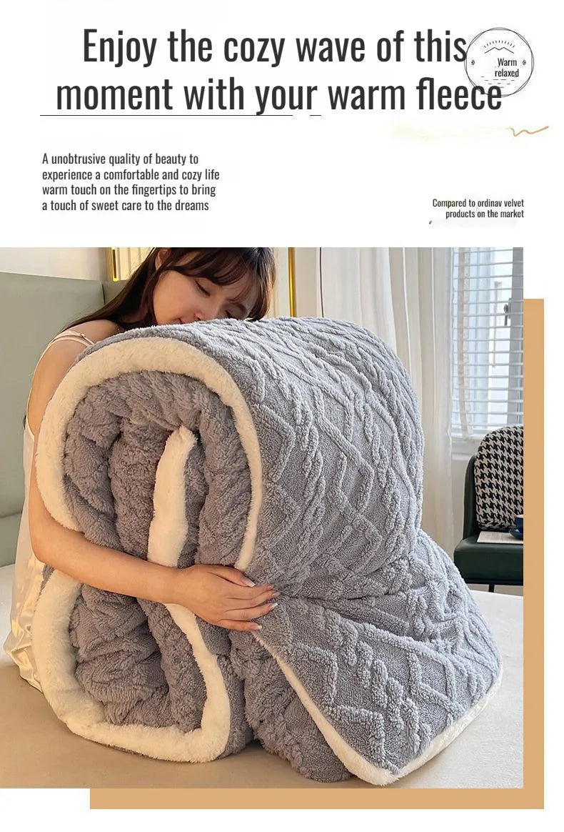 Comfortable double-sided velvet quilt core bedroom velvet thickened blanket home lamb fleece quilt warm quilt core comfortable