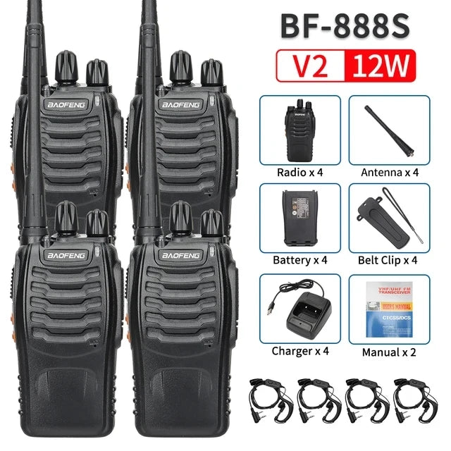 2/4PCS Baofeng Long Range UHF 400-470MHz USB/EU/US Ham Two Way Radio