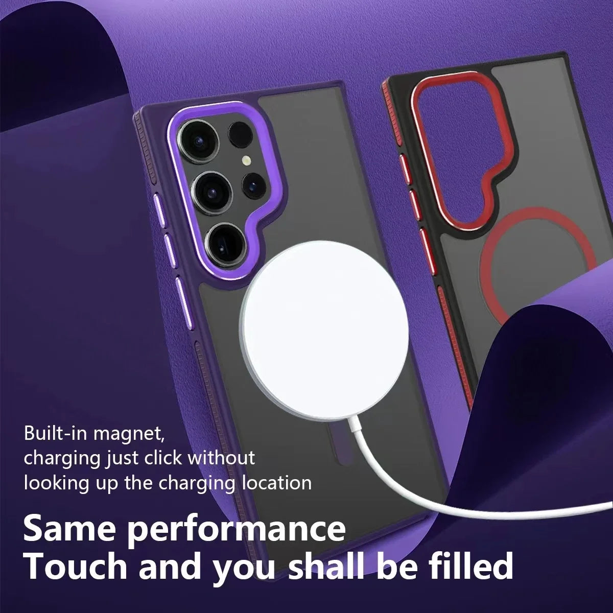 Luxury Matte Magnetic Case For Samsung Galaxy S24 S22 S25 Ultra S23 Plus S23 FE For Magsafe Wireless Charging Shockproof Cover