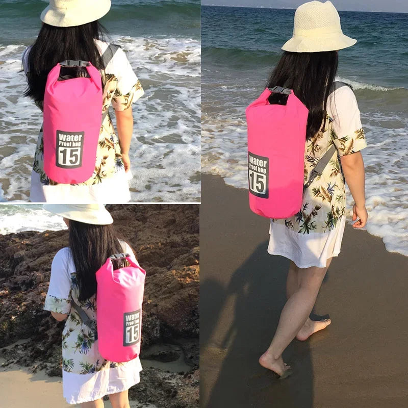 5/10/15/20/30L Waterproof Dry Bags PVC Folating Backpack For Kayaking Boating Swimming Rafting Beach Outdoor Sports Bag