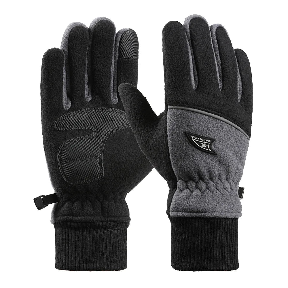 Winter Men's Gloves Polar Fleece Thick Warm Women Cycling Sports Driving Waterproof Non-Slip Touch Screen Motorcycle Gloves