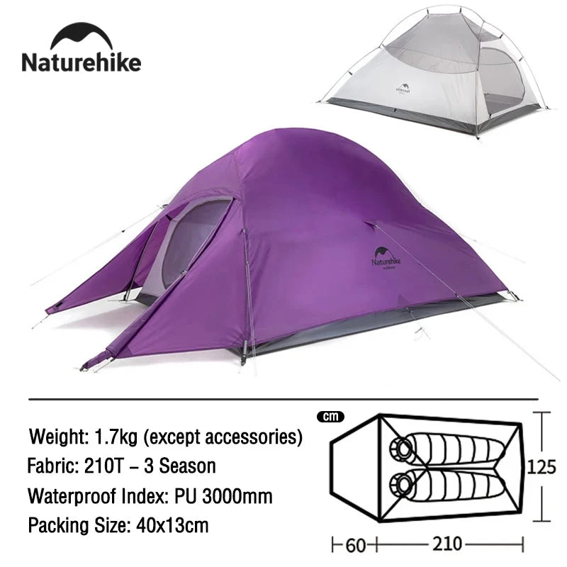 Naturehike Cloud Up 2 Person Camping Tent Waterproof Easy Build Ultralight Beach Tent Outdoor Hiking Backpacking Shelter Tents