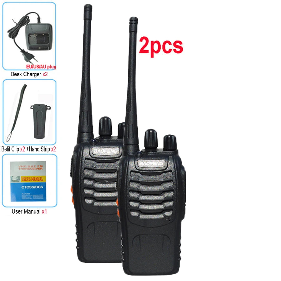 2PCS Baofeng BF 888S Walkie Talkie UHF BF888S Long Range Two Way Ham Portable Radio Transceiver for Hunting Hotel Receiver