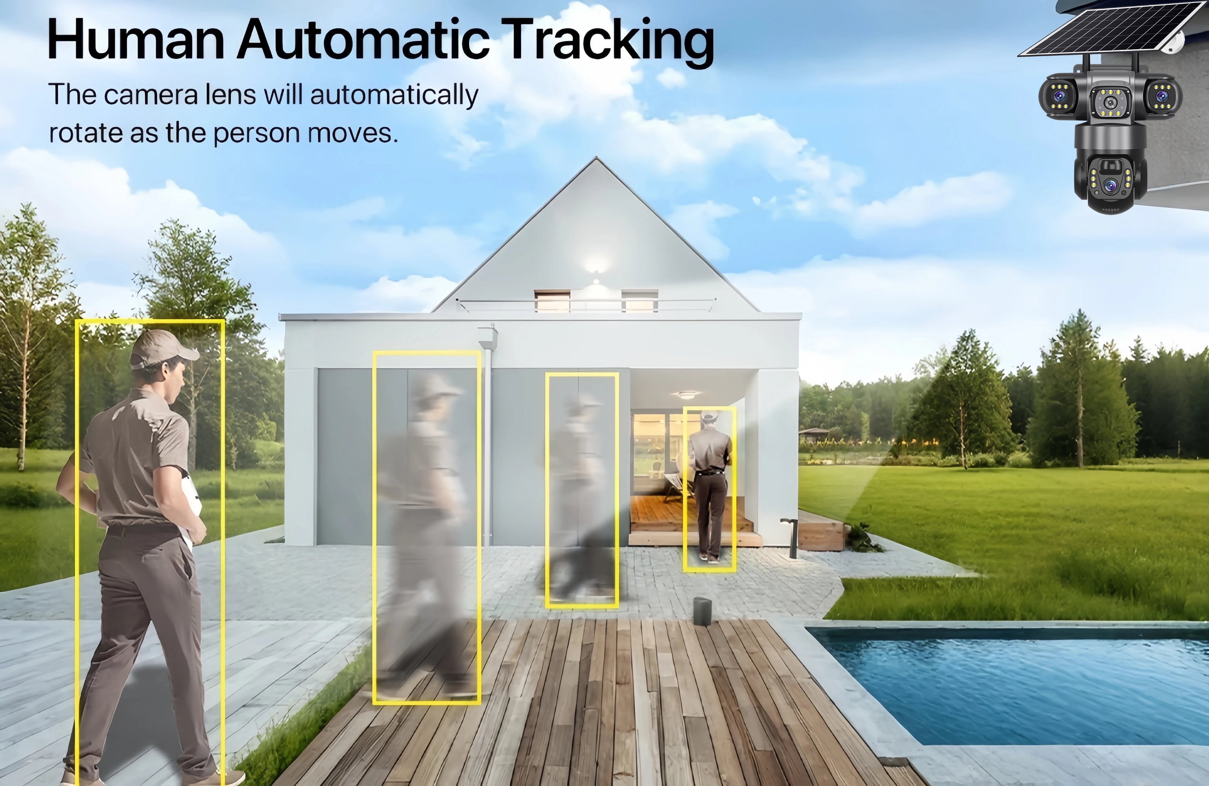 6K 15MP 4G SIM Solar Camera Outdoor 3 Lens 3 Screen Surveillance CCTV PTZ Human Detect Auto Tracking Solar Security Camera V380