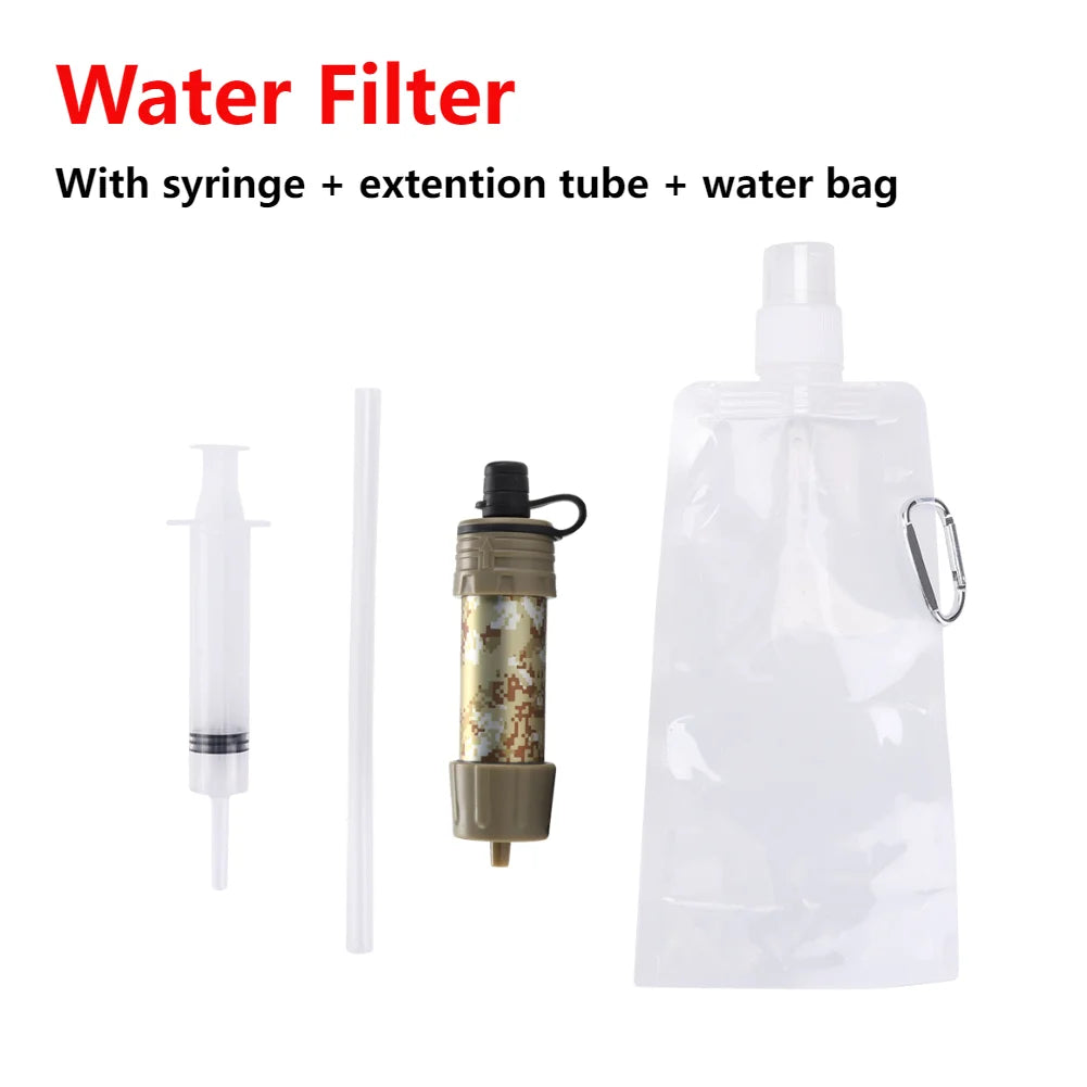 Water Filter Straw For Drinking Water Rainwater Filter Survival Pure Water Purifier Filtering Straw Tools Emergency Accessories