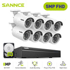 SANNCE 5MP POE Video Surveillance System Set 8CH 8MP NVR System CCTV Security Outdoor 5MP IP Cameras Surveillance Kit