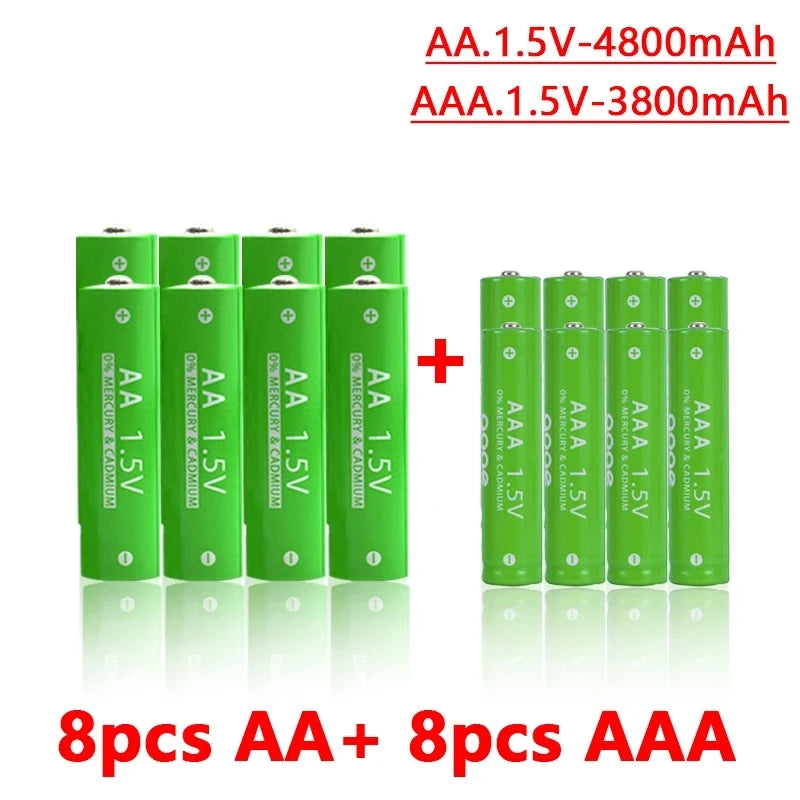1.5V Rechargeable AA AAA 4.8-3.8Ah Battery For Torch Toys Clock MP3 Player Replace Ni-Mh Battery Delivery within 15-25 days