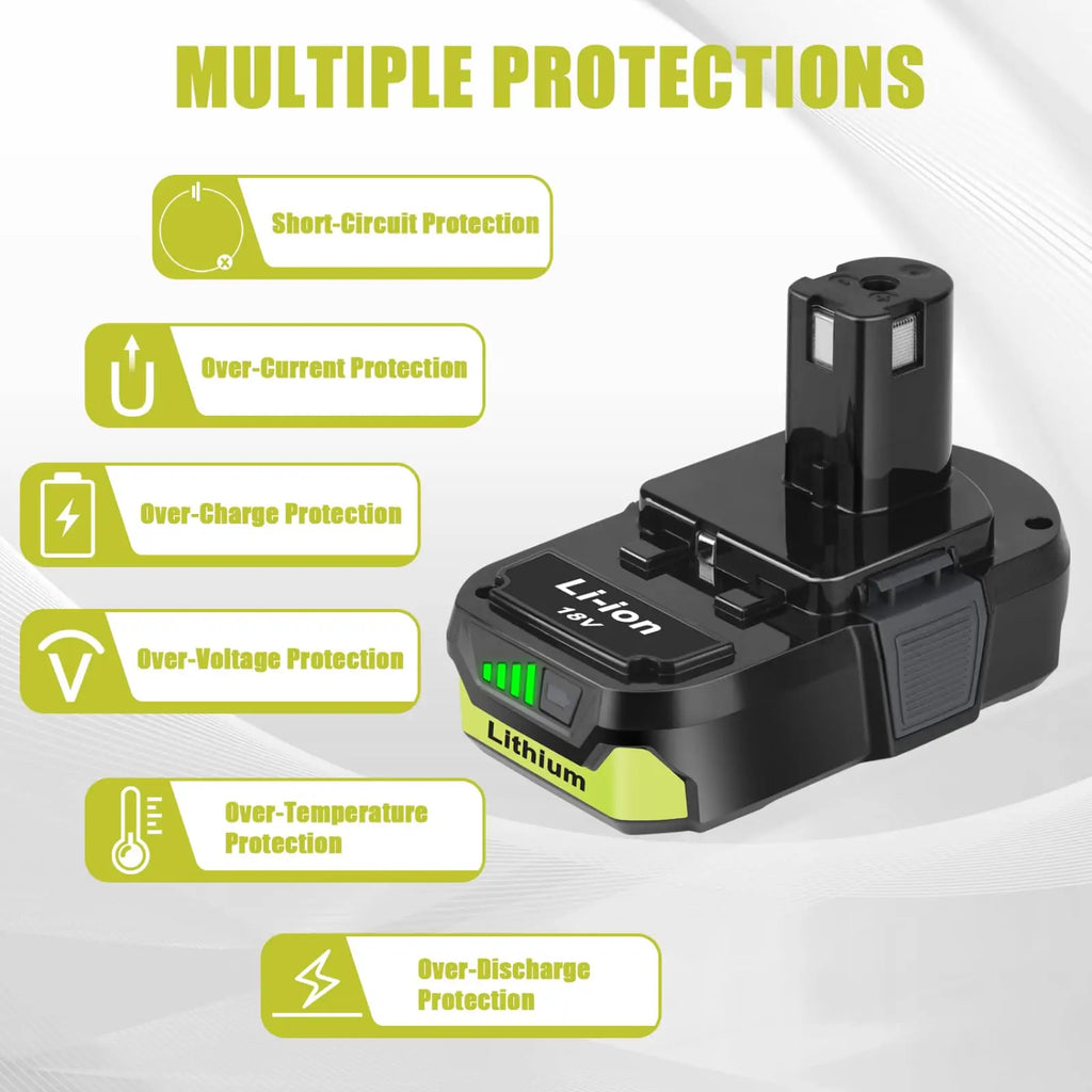 2 Pack 3.5Ah For Ryobi 18V Battery and  Charger Combo Compatible for Ryobi ONE+ Battery P102 P103 P104 P105 P107 P109 P117 P190