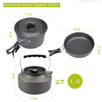 Outdoor cooking equipment - 2-3 person camping pot set with folding pot and kettle combination kit panelas camping Tableware