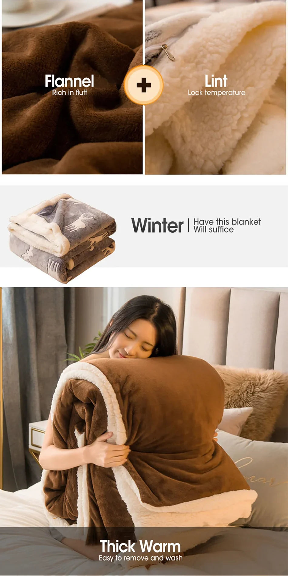 Wool Throw Blanket Keep Warm Winter Bed Blankets Double Sided Queen Duvet Cover Camping Double Bed Cover Bedspread On The Bed