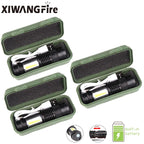 Mini Portable 2000 Lumens Led Flashlight Built In Battery Torch COB Variable Focus Waterproof Tactical Flashlight Bulb Light