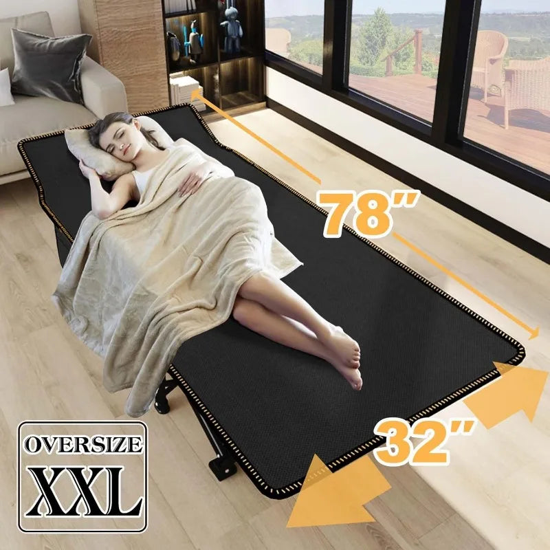 LILYPELLE Folding Camping Cot, Heavy Duty Sleeping Cots with Carry Bag, Double Layer Oxford Portable Travel Camp Cots for Home