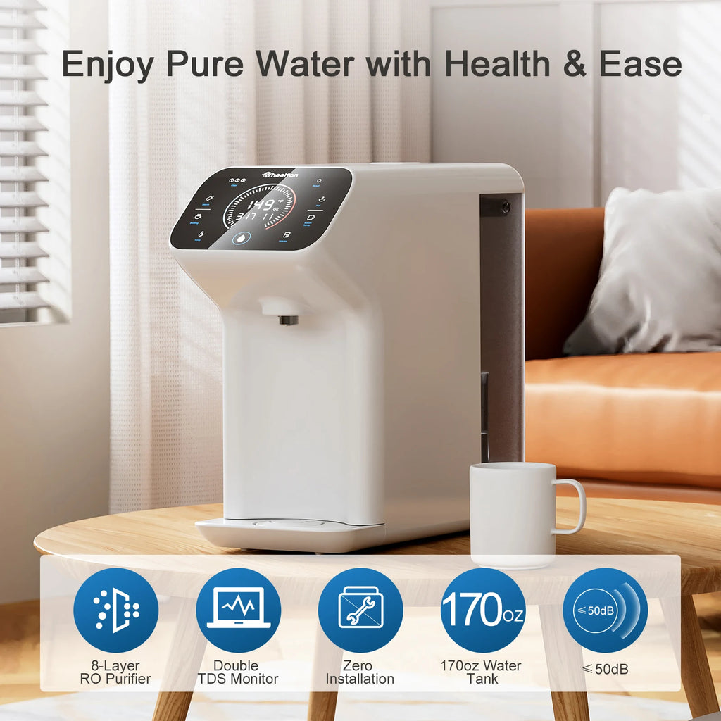 110V Reverse Osmosis Water Filter 1 Set Countertop RO  8-Layer Smart White Water Purifier