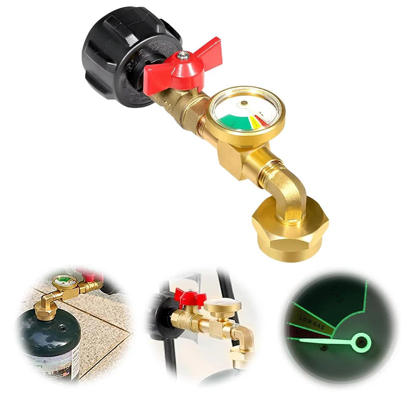 Propane Refill Elbow Adapter With Tank Gauge, 2025 New Propane Refill Adapter For 1 Lb Tanks, Propane Tank Refill Adapter