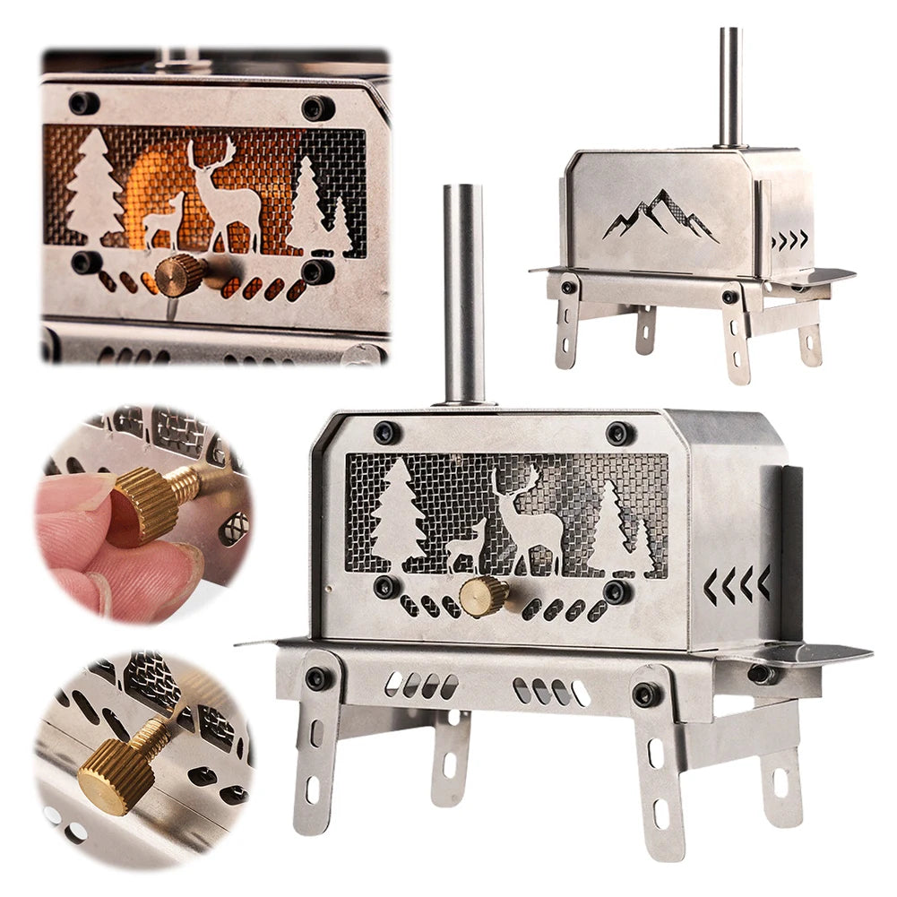 Mini Charcoal Stove Stainless Steel Camping Firewood Stove Rack Desktop Bonfire Stove Incense Burner for Picnic Home Outdoor