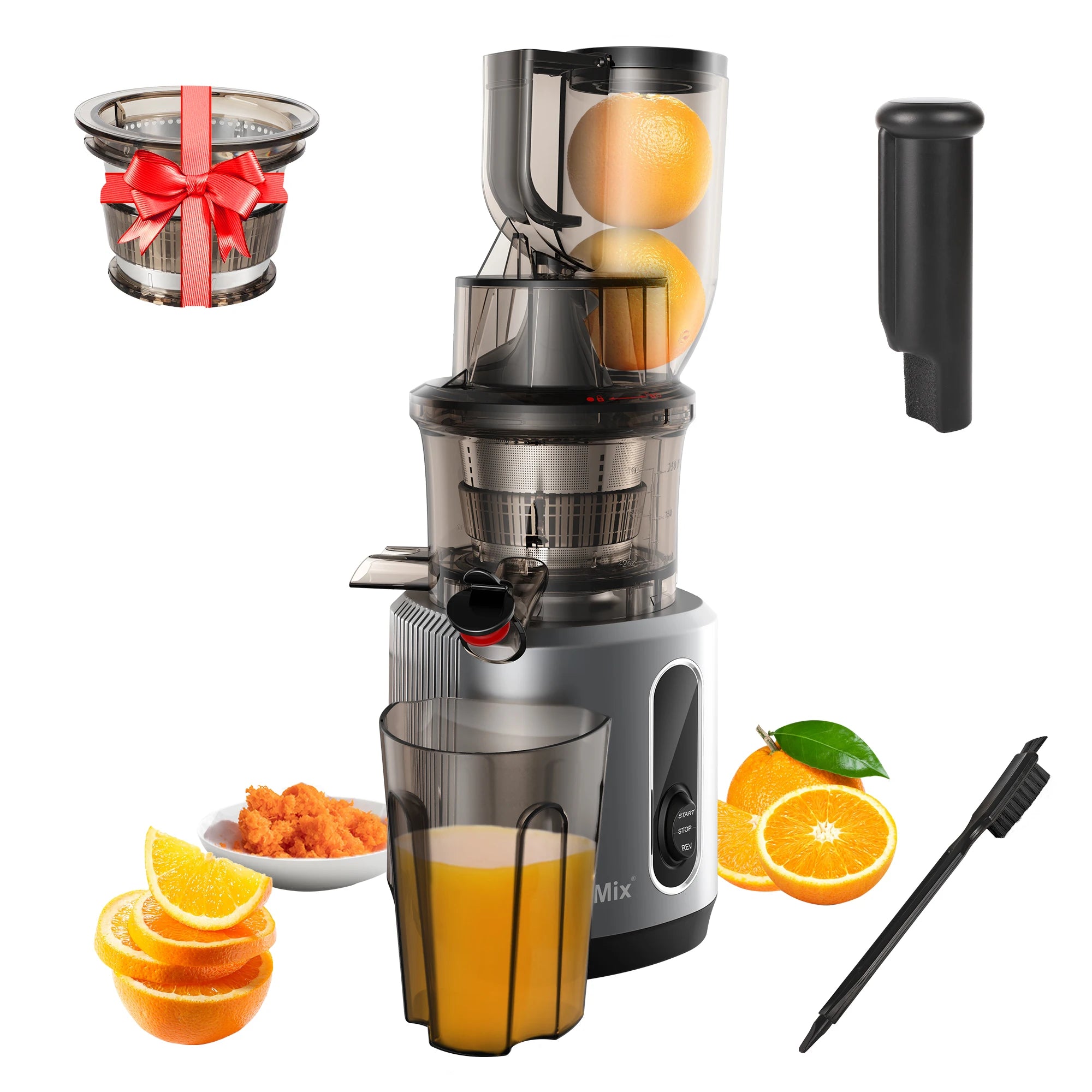 BioloMix Cold Press Juicer with 78mm Feed Chute, 200W 40-65RPM Powerful Motor Slow Masticating Juice Extractor Fits Whole Fruits