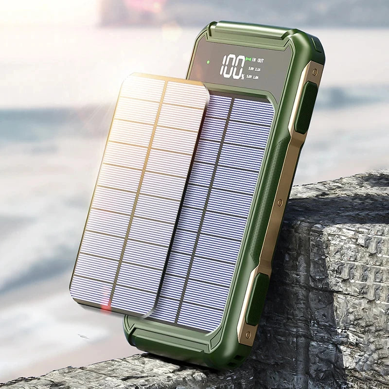 80000mAh Large Capacity Portable Outdoor Solar Mobile Power 4 in 1 Built in Cables LED Digital Display For iPhone Samsung Xiaomi