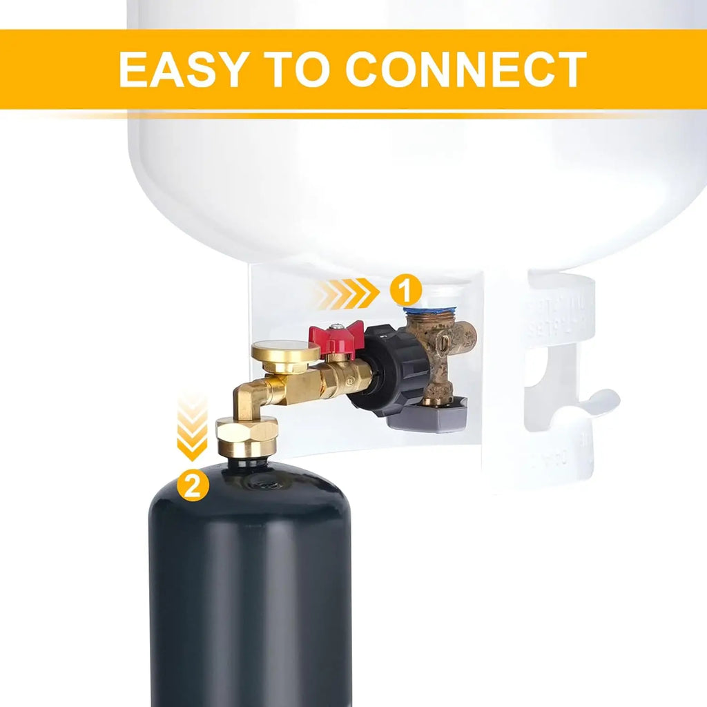 Propane Gas Converter 20 lb to 1 lb Propane Refill Elbow Adapter for Propane Heaters Grills Stoves Camping Equipped