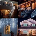 Solar LED Eaves Icicle String Lights 8 Lighting Modes Outdoor Waterproof Christmas Decorations Fairy Lights for Yard Garden