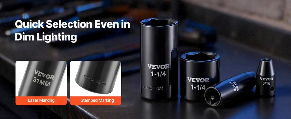 VEVOR 1/4, 3/8 & 1/2 Inch Drive Impact Socket Set, 210-Piece Full Metric/Standard with Extensions & Universal Joint, 3 Cases