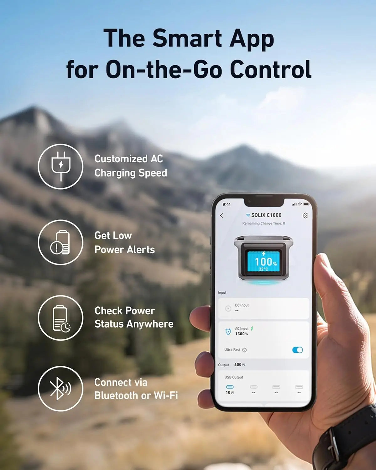 SOLIX C1000 Portable Power Station, 1800W (Peak 2400W) Solar Generator, Full Charge in 58 Min, 1056wh LiFePO4 Battery