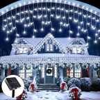Solar LED Eaves Icicle String Lights 8 Lighting Modes Outdoor Waterproof Christmas Decorations Fairy Lights for Yard Garden
