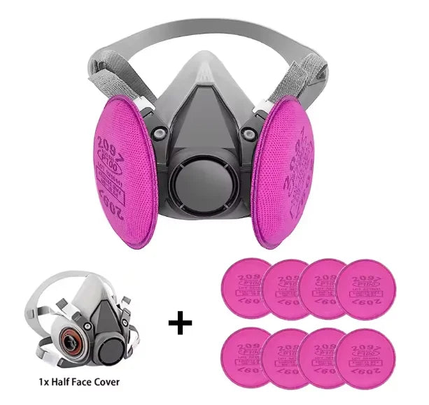 Dustproof 6200 Respirator Gas Mask Half Face with 2097 Filter Goggles Sets for Epoxy Dust Paint Organic Vapor Welding Grinding