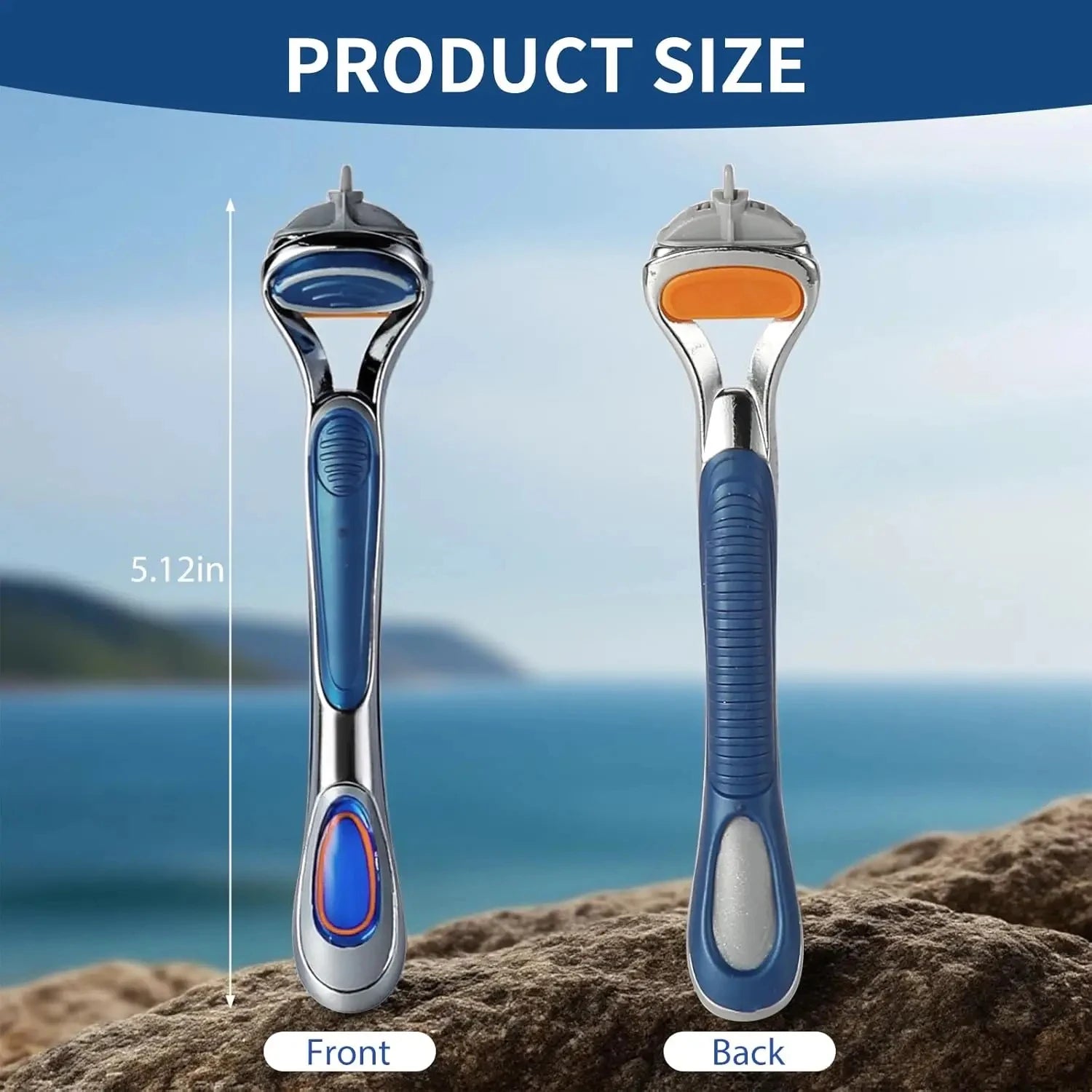 Men's manual safety razor, equipped with precision 5-layer stainless steel blades and ergonomic metal handle, 4-20 replacements