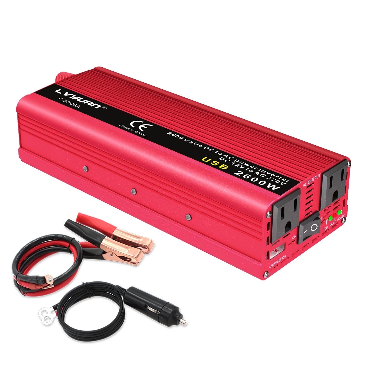 1500W/2000W/2600W Car Inverter DC12V AC110V Power Inversor Portable Outdoor Charger Adapter For Phone/Laptop/Camera US Socket