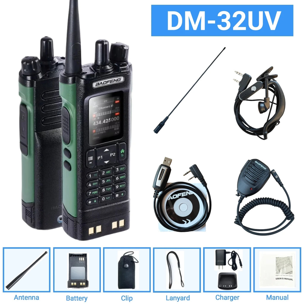 DMR GPS 10W DM-32UV BAOFENG DM32 Walkie Talkie Multi Band TDMR Dual Time Slot Wireless Copy Frequency Type-C AM/FM Two Way Radio
