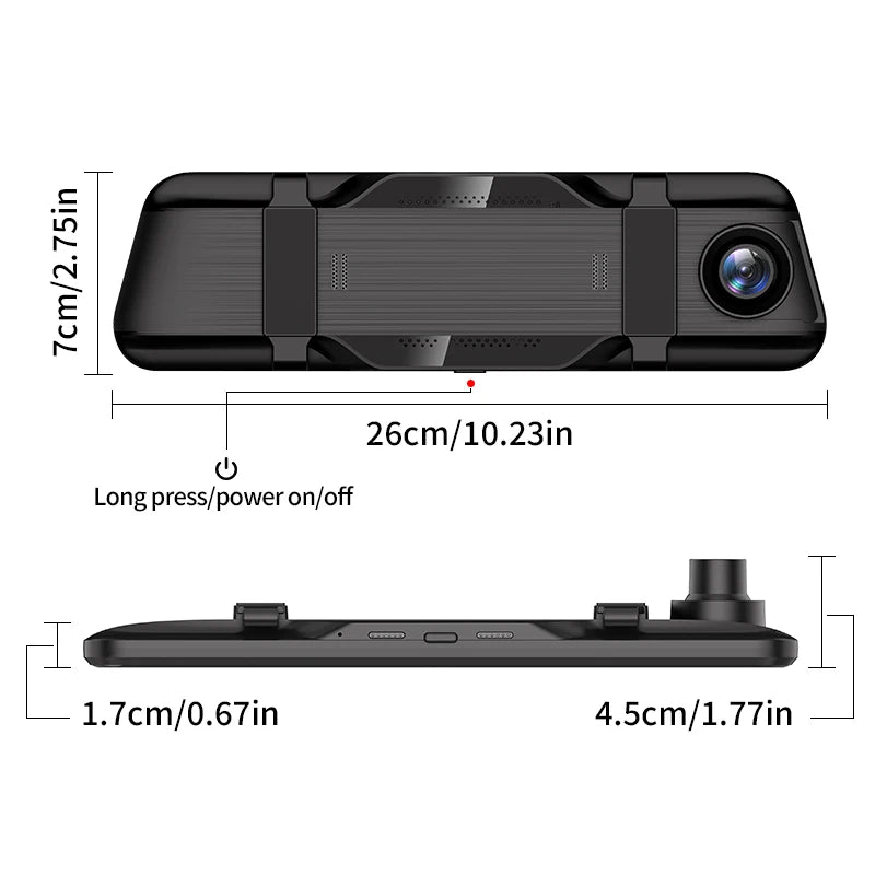 12.7 Inch Mirror Camera for Car Touch Screen Video Recorder Rearview Mirror Dash Cam Front and Rear Camera Mirror DVR Black Box