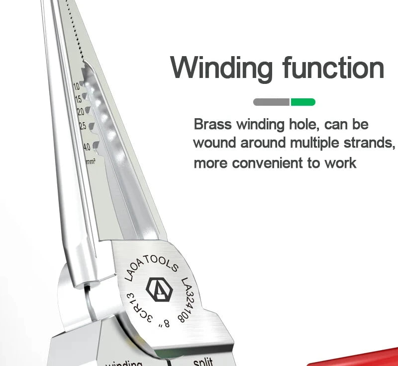 LAOA Electrician's pliers, multi-function wire stripper, 8-in-1 stainless steel needle-nose pliers with electrical measurement