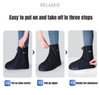 1Pair High Top Waterproof Shoe Covers Black Anti-Slip Reusable for Motorcycle Cycling Bike Men Women Overshoes PVC Protectors