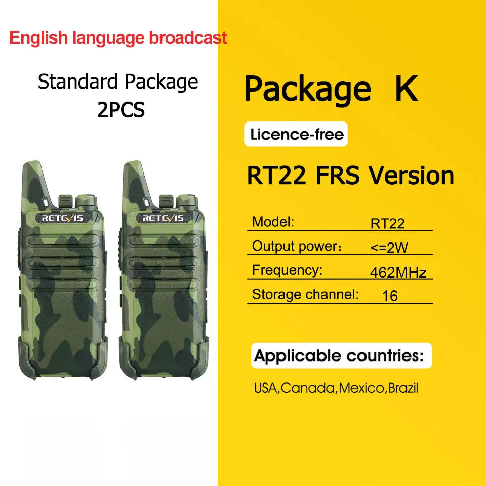 RETEVIS RT622 Walkie Talkie Mini 2 pcs PMR 446 Portable Two-way Radio ht PTT Walkie-talkies Communication Radio for Restaurant