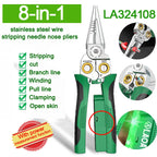 LAOA Electrician's pliers, multi-function wire stripper, 8-in-1 stainless steel needle-nose pliers with electrical measurement
