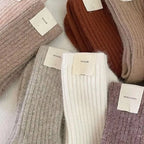 Winter Thick Warm Women's Cashmere Wool Socks Japanese Harajuku Style Solid Color Long Thermal Fashion Sox for Ladies