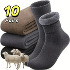 Men's Winter Velvet Snow Socks, 3-Pairs. Plush, warm & knitted for US 9-11. Perfect outdoor/work gift!
