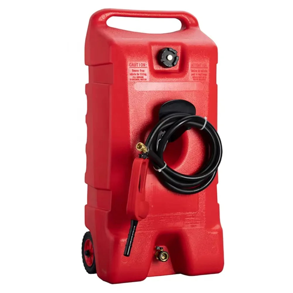 14 Gallon Portable Gas Fuel Tank Container 10 Foot Long Hose with LE Fluid Transfer Siphon Pump Dispensers Type Fuel Caddy