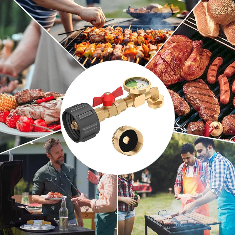 Propane Refill Elbow Adapter With Tank Gauge, 2025 New Propane Refill Adapter For 1 Lb Tanks, Propane Tank Refill Adapter