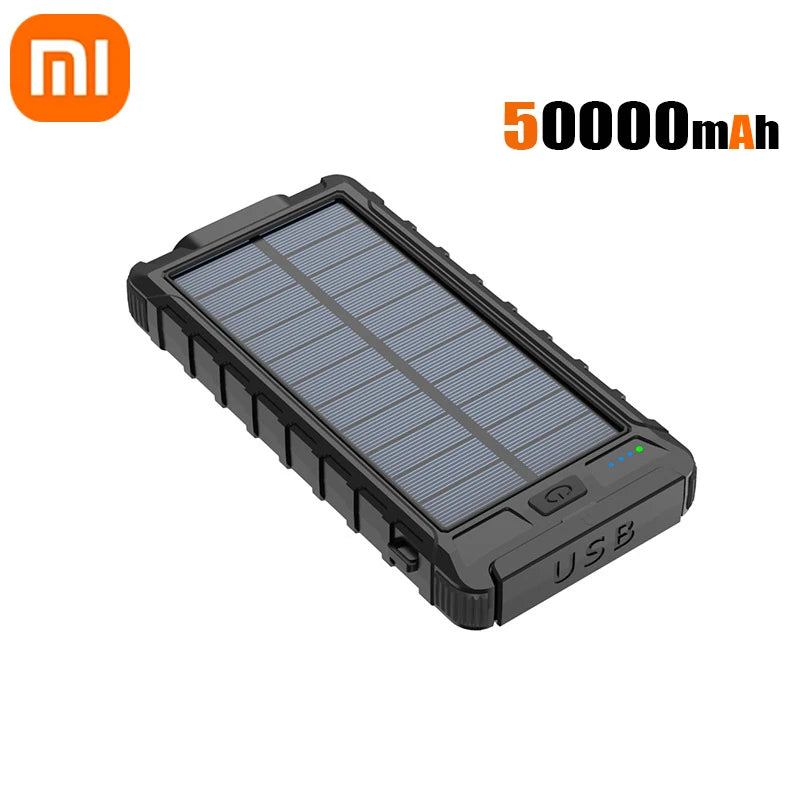 Xiaomi 50000mAh Large Capacity Solar Power Bank Outdoor Compass Waterproof External Battery Flashlight For iPhone Samsung