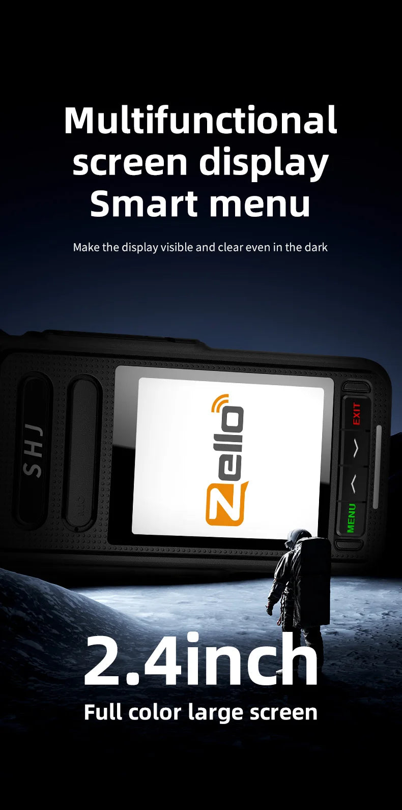 Zello POC Radio 2.4" Android 8.1 Smart Walkie Talkie, 4G SIM/WiFi, 100-Mile Long Range, Bluetooth Handheld Radio