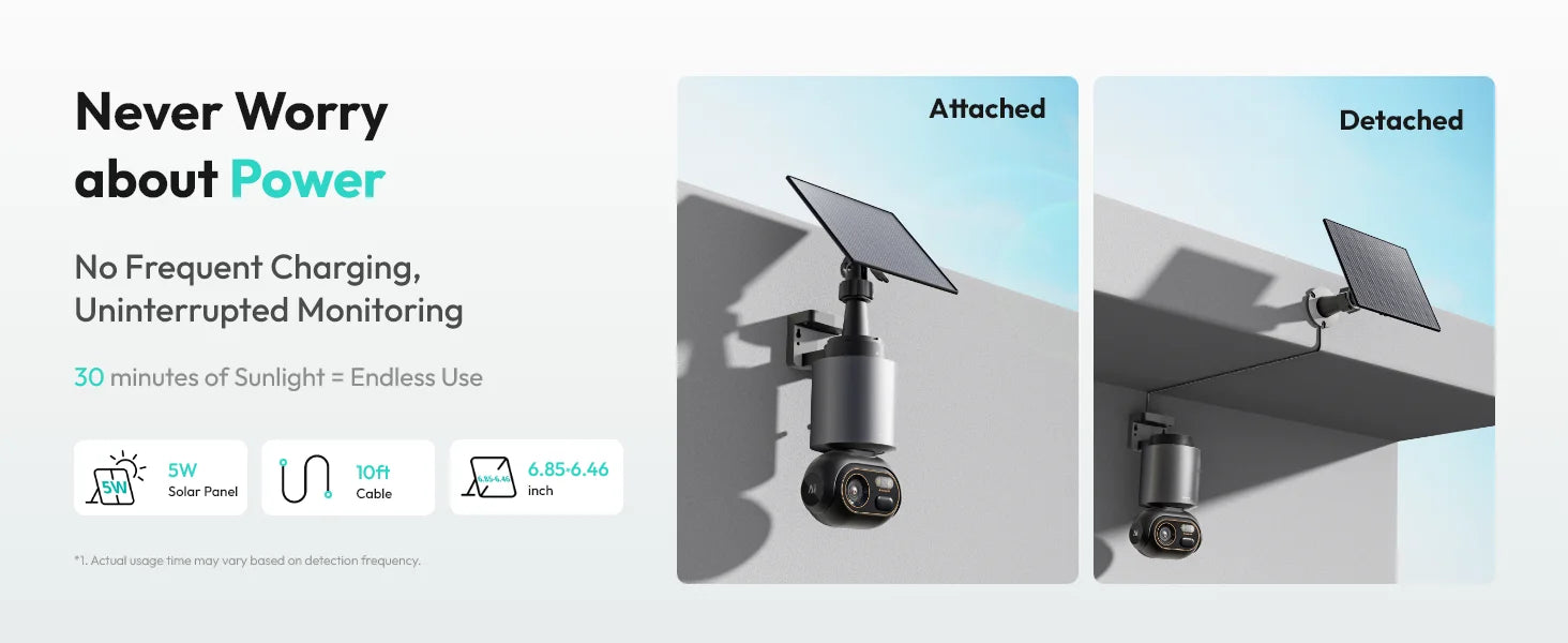 Botslab outdoor surveillance camera 4K Color Night VisionSolar WiFi Security Camera System with 360° PT AI Recognition AutoFocus