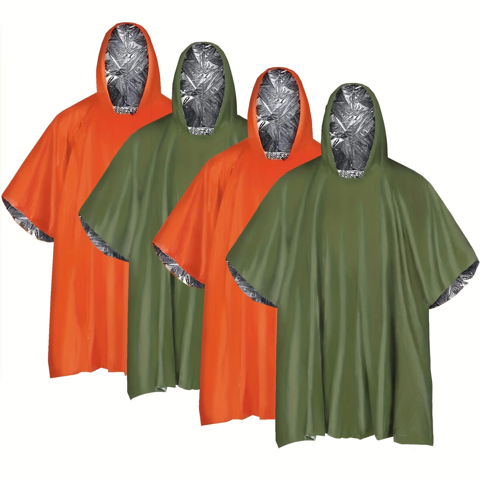 Emergency Rain Poncho with Hood - Water-Resistant & Thermal Mylar Lined, Survival Blankets for Outdoors, Camping Gear