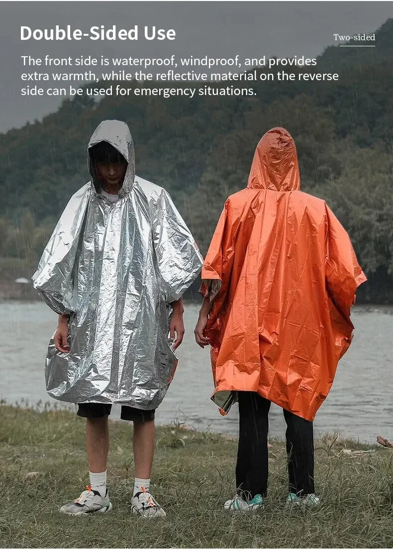 Emergency Raincoat Poncho Waterproof Rainwear Blanket Survival Camping Equipment Cold Insulation Rainwear Camping Equipment