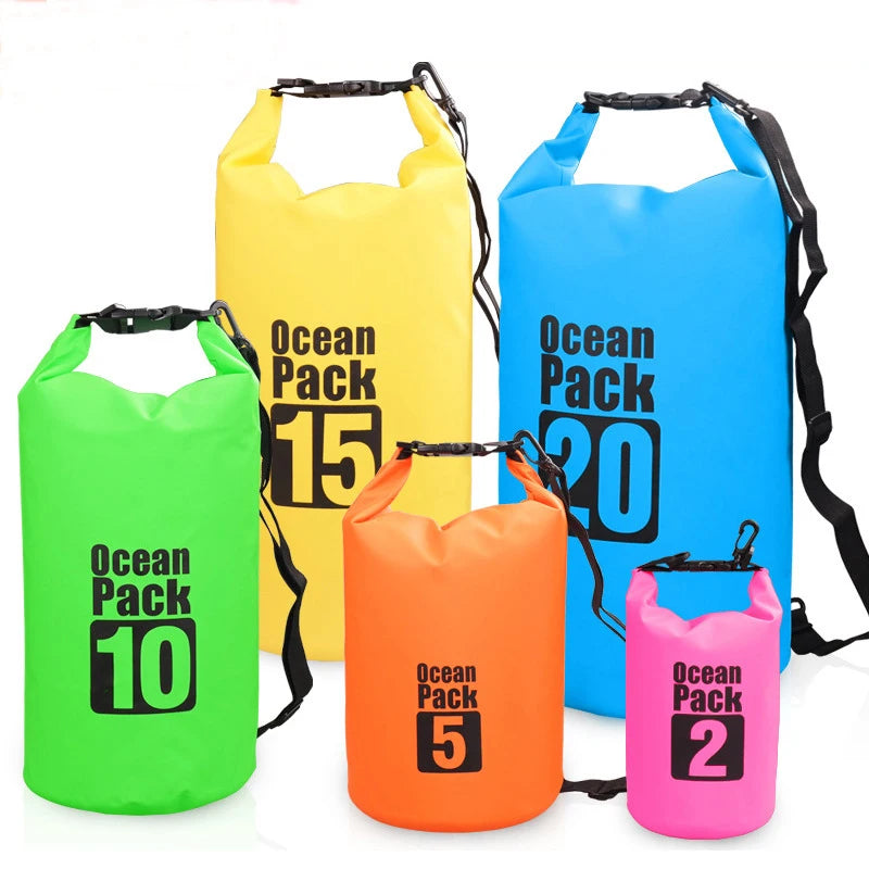Outdoor PVC Waterproof Dry  Bag 5L 10L 20L 30L Outdoor Diving Foldable Storage Man Women Beach Swimming BaRafting Ocean Bag
