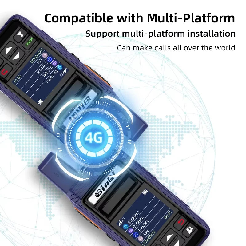 Android 8.0 Long Range Communication Radio Zello Walkie Talkie 4G Bluetooth 5000Km Wifi Wireless Devices Portable Two-Way Radio