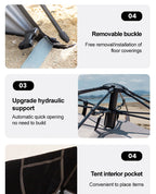 Sonuto Outdoor 3-4P One-Touch Camping Tent Quick Automatic Opening Beach Fishing Tent Family Travel Picnic Park Anti-UV Shade